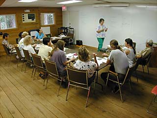 Botany workshop led by Nancy Coile in Boathouse & field - 2000